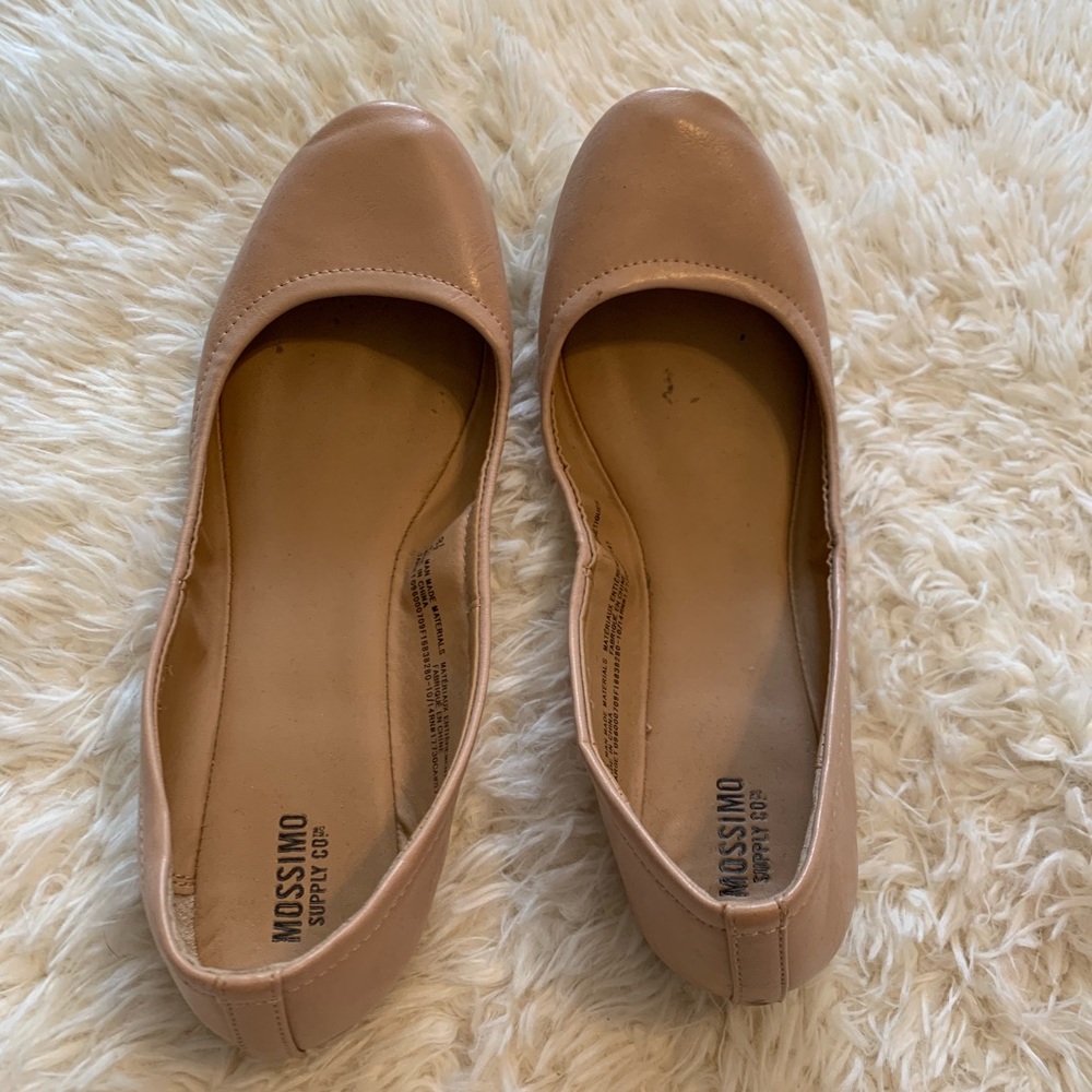 Nude faux leather flats